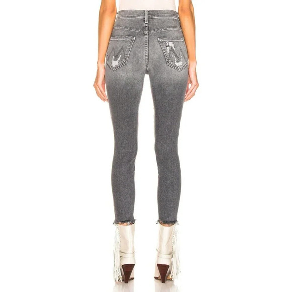 Mother The Swooner Ankle Chew Distressed Jeans in Gray Scene of the Crime 25 - Picture 2 of 11